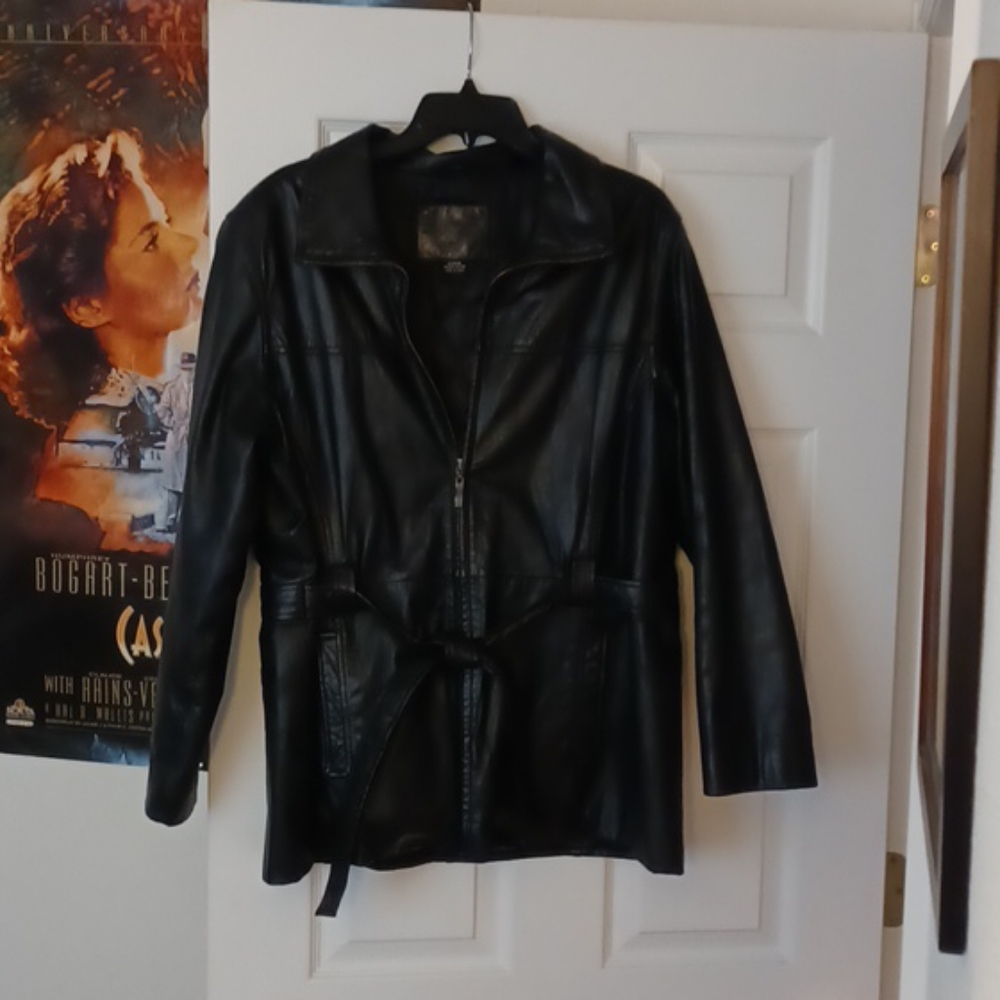 Black 100% leather pant jacket